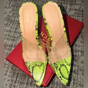 PLT NWT Neon Snakeskin Clear Heels size 8US